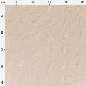 Baumwolle Leinenoptik Weihnachten - Punkte - natur gold